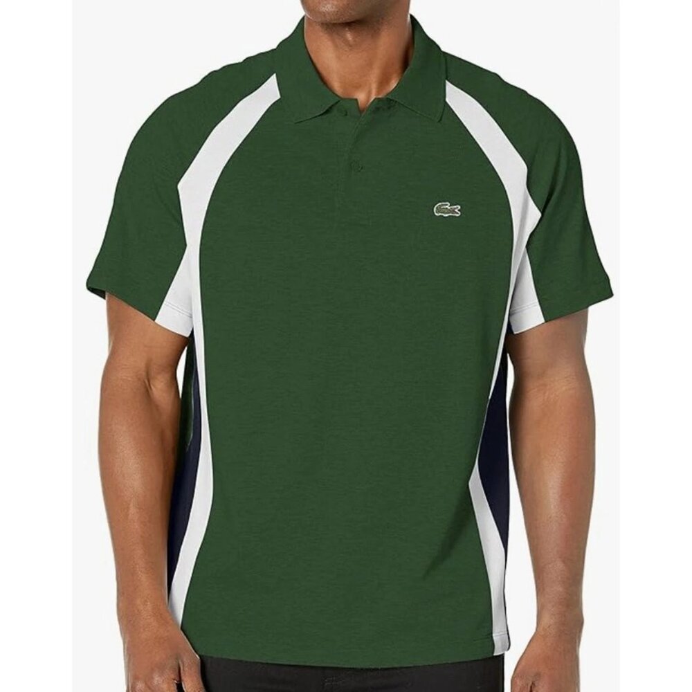 Lacoste Men's Short Sleeve Relaxed Fit Petit Pique Colorblock Polo Shirt